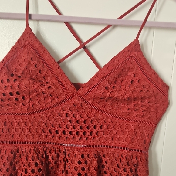 Abercrombie & Fitch Vibrant Red Lace Midi Dress - Picture 7 of 10